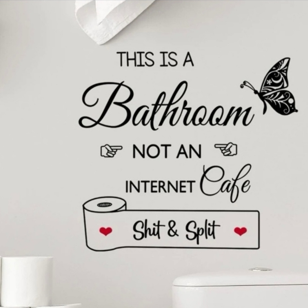 Bathroom Wall Decal - Black and Red